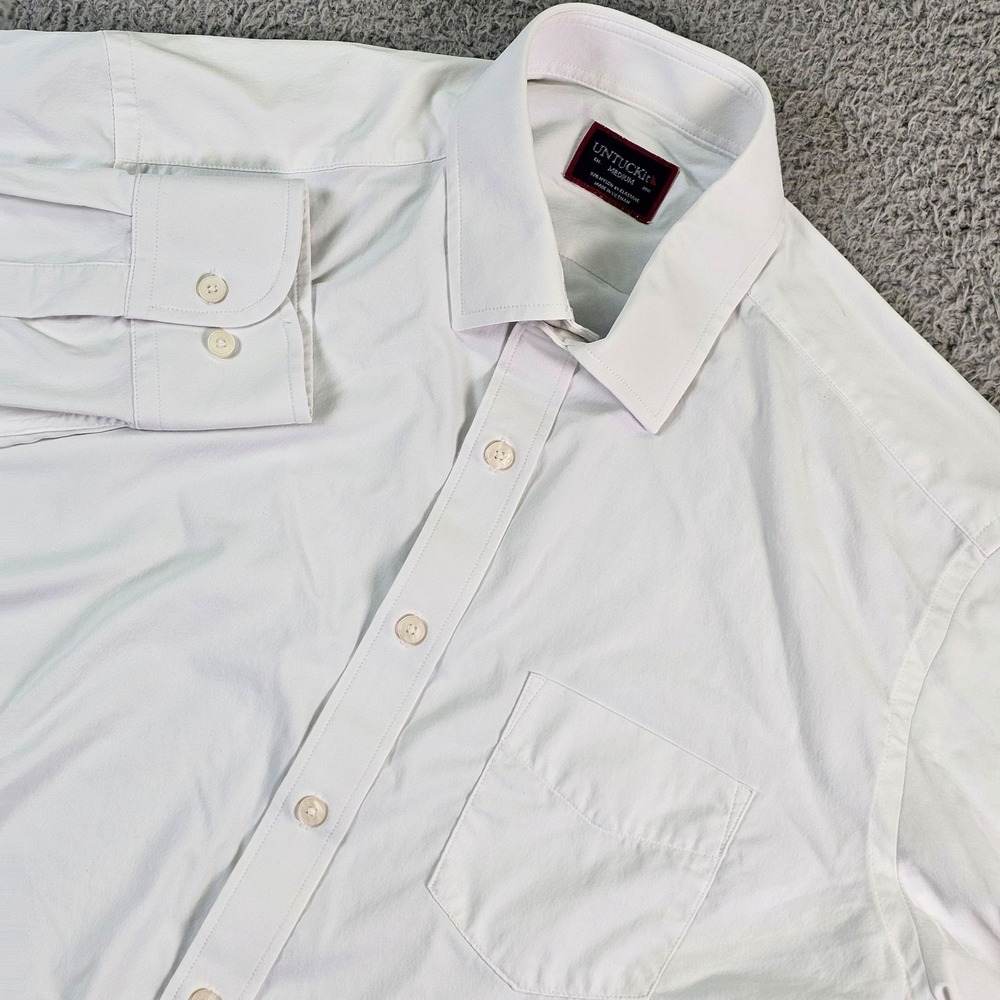 UNTUCKit Gironde Shirt Mens Medium White Nylon Stretch Long Sleeve Button Up